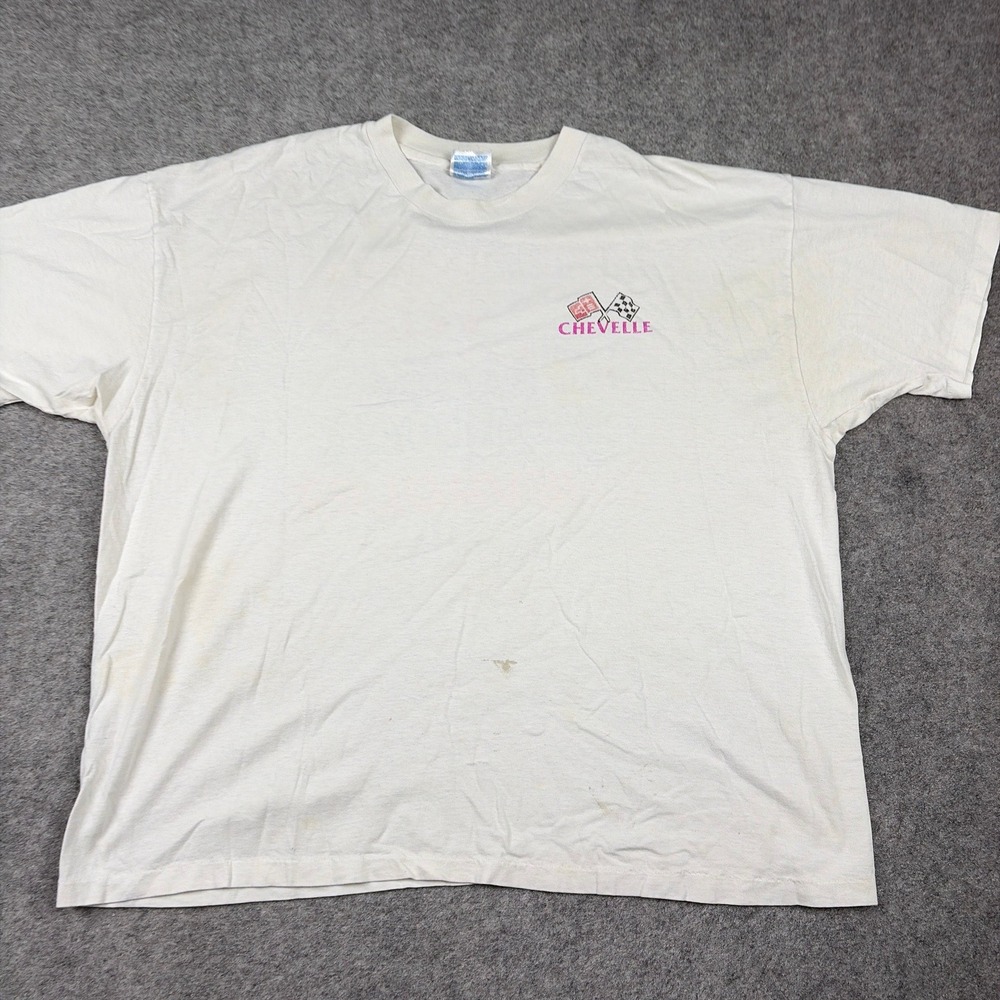Vintage Chevelle Graphic T Shirt Mens XL White Racing Muscle Car Tee Y2K 90s - Picture 3 of 16